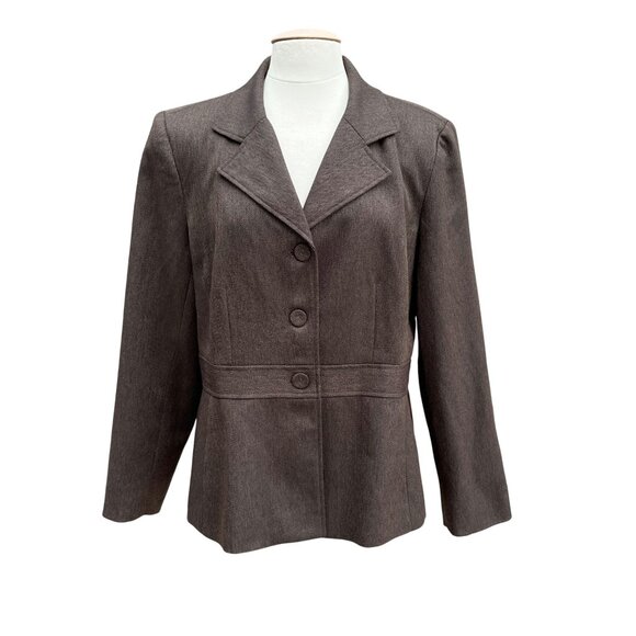 Larry Levine‎ Classics Womens Brown Herringbone Pantsuit 2 Pc Easy Care Size 18 - Picture 2 of 13